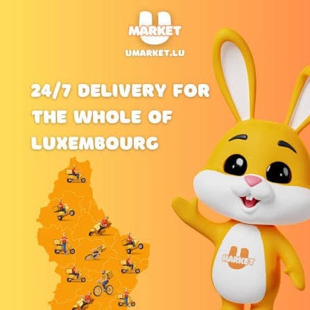 Umarket campaign artwork: 24/7 delivery for the whole of Luxembourg
