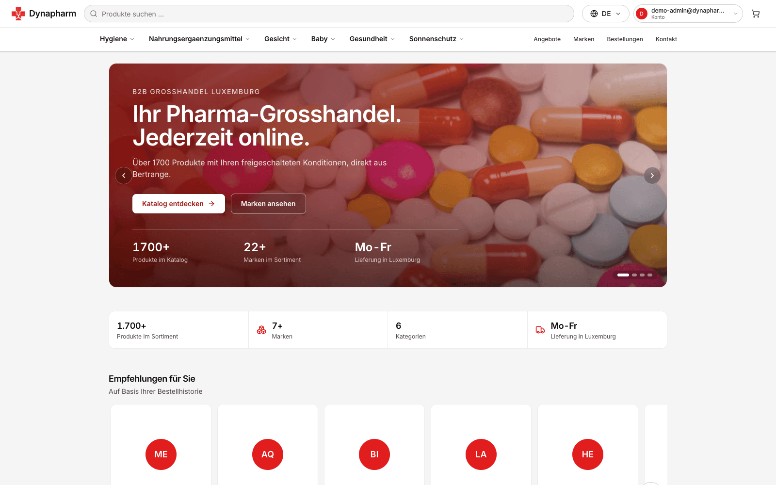 Dynapharm gated B2B webshop