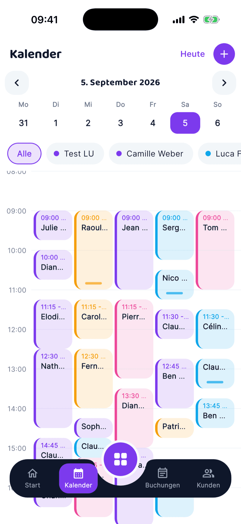 Salonify Business app team calendar